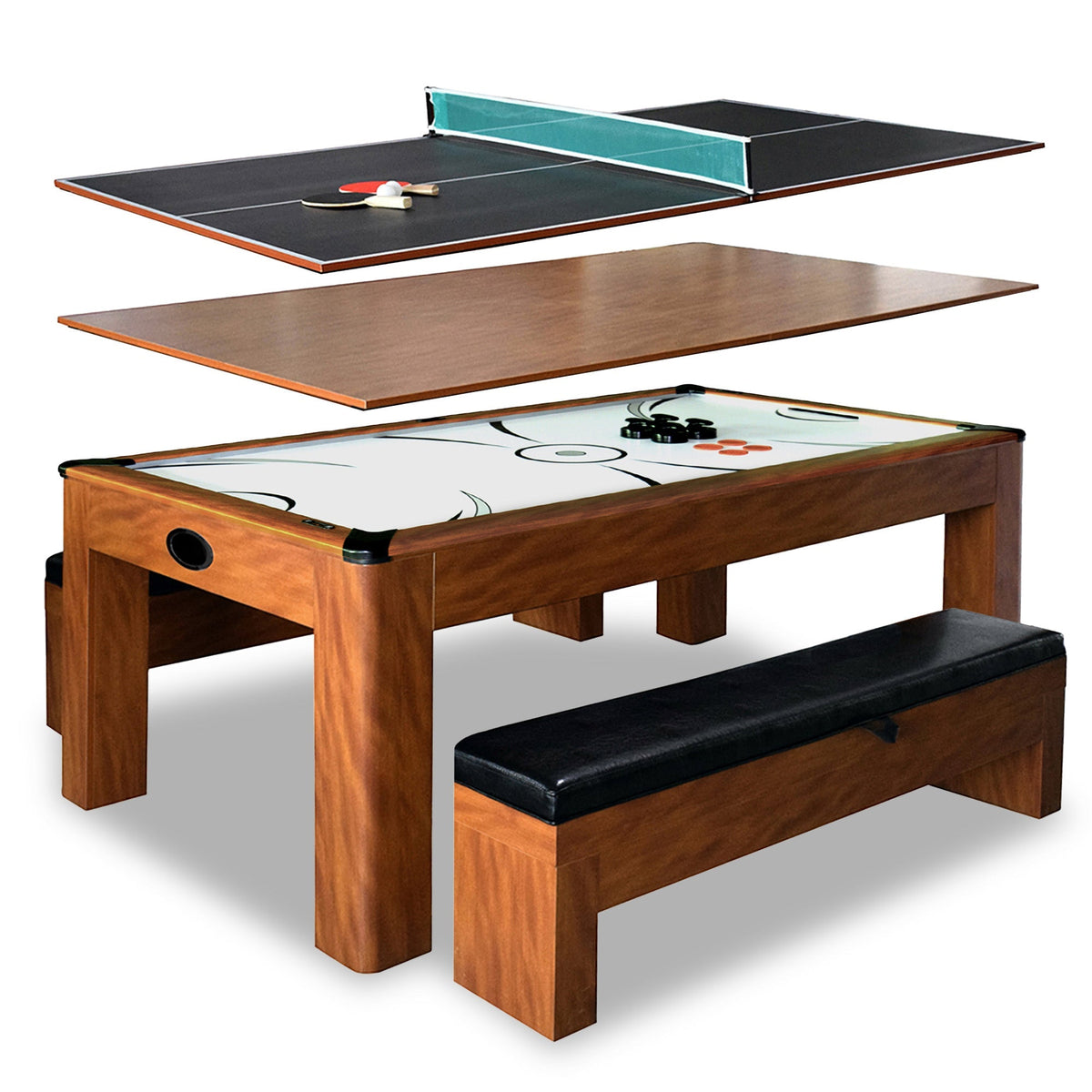 Hathaway Sherwood 7-ft Air Hockey Table Combo Set with Benches BG2422H