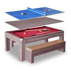 Hathaway Newport 7-ft Pool Table Combo Set with Benches - Light Oak with Red Felt BG2535P