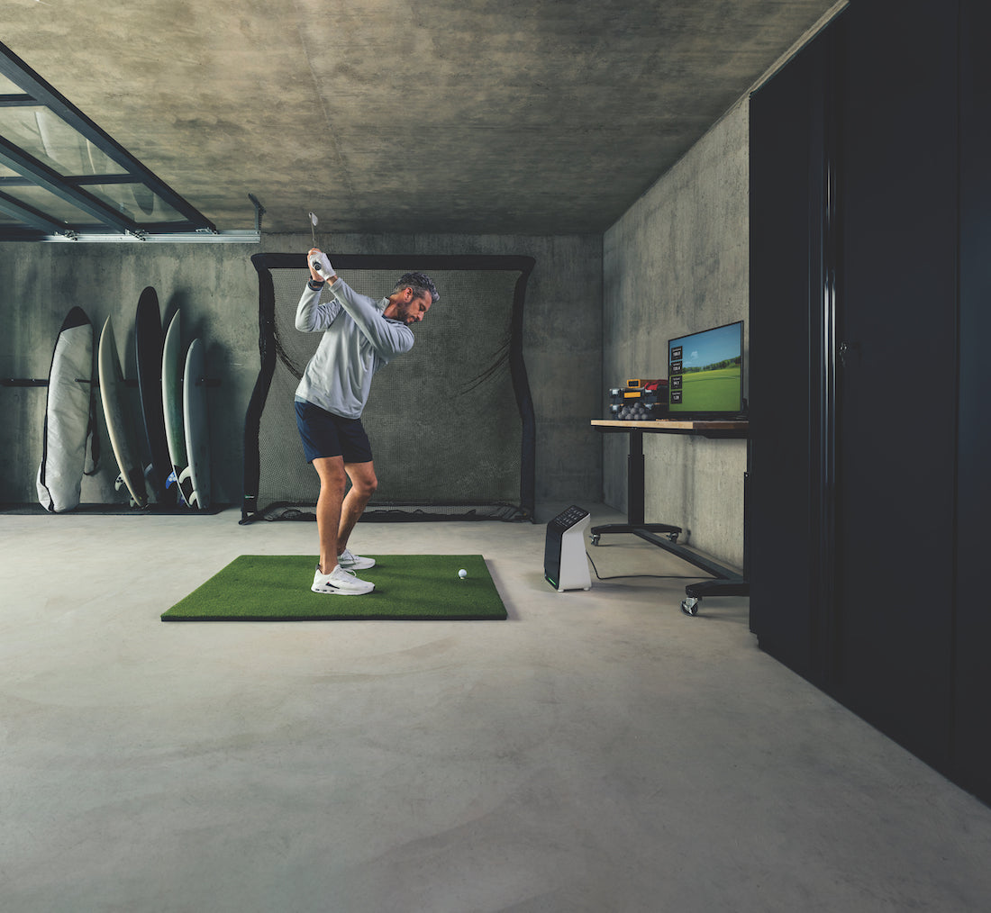 Garmin Approach R50 with PlayBetter SimStudio™ ESSENTIALS Package | Golf Simulator Studio with Impact Screen, Enclosure, Hitting Mat & Projector